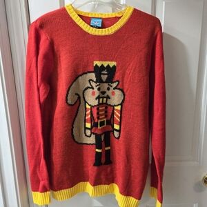 Norther Pole ladies M Toy Soldier Squirrel  ugly Christmas crewneck sweater